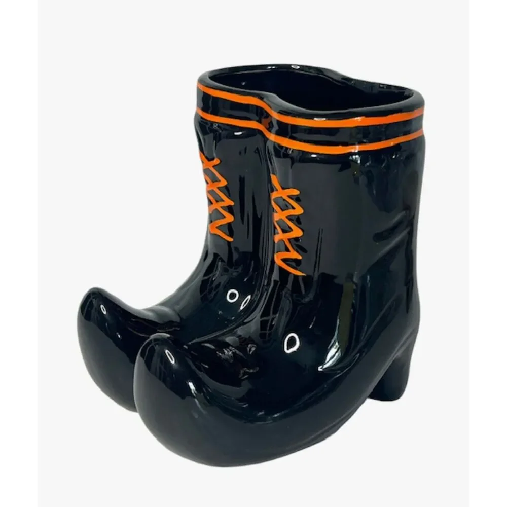Halloween Figural Witch's Shoes Shaped Vase Witchy Decor